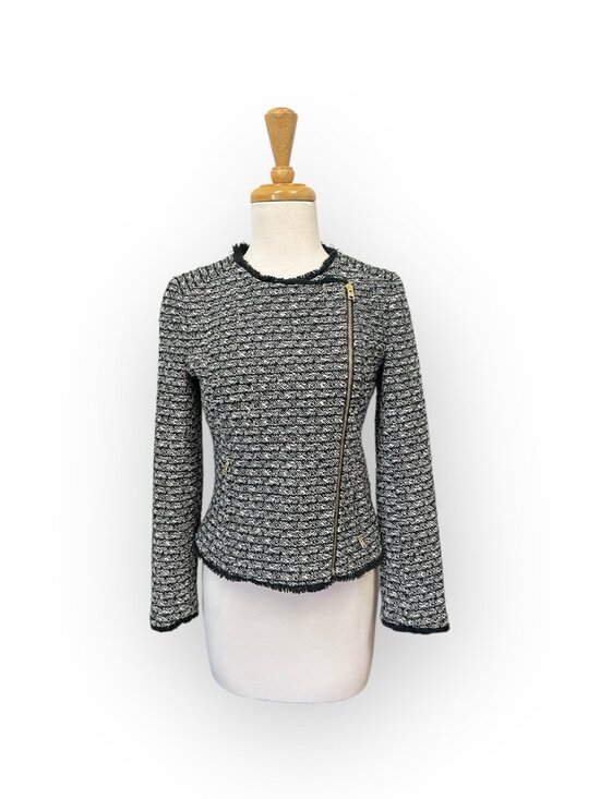 J. Crew Jackets & Blazers - J Crew Fringe Tweed Blazer Jacket Size 0 Black and White